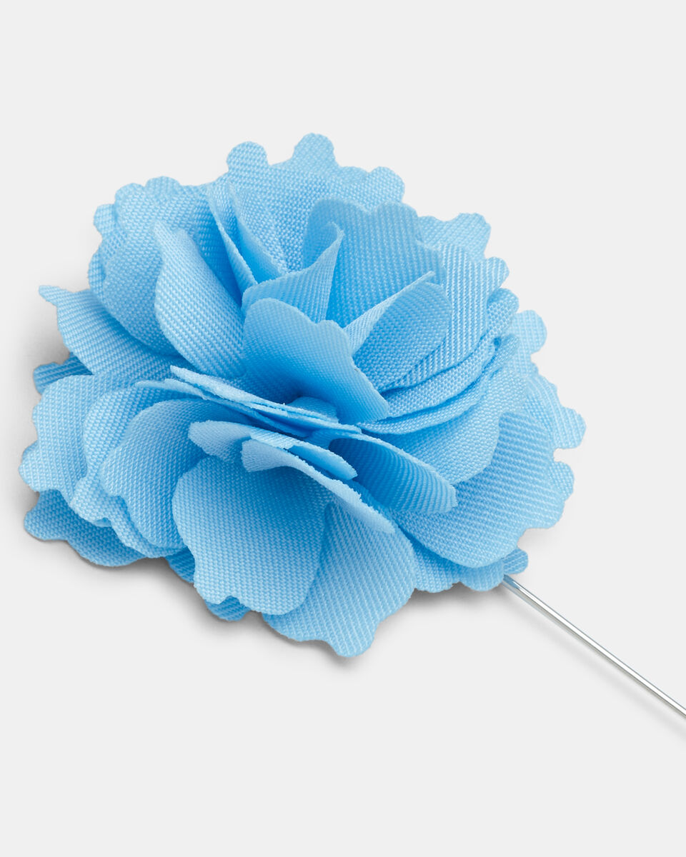 Curved Petal Flower Lapel Pin, Sky Blue, hi-res